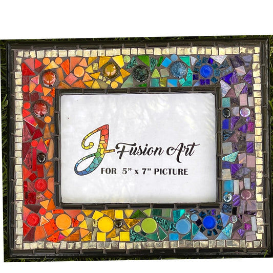 MOSAIC PHOTO FRAME/ 5" X 7" Rainbow-esque - PHOTO FRAMES