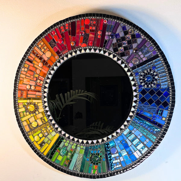 MOSAIC ROUND MIRROR - 18"/Contemporary Rainbow - MIRRORS