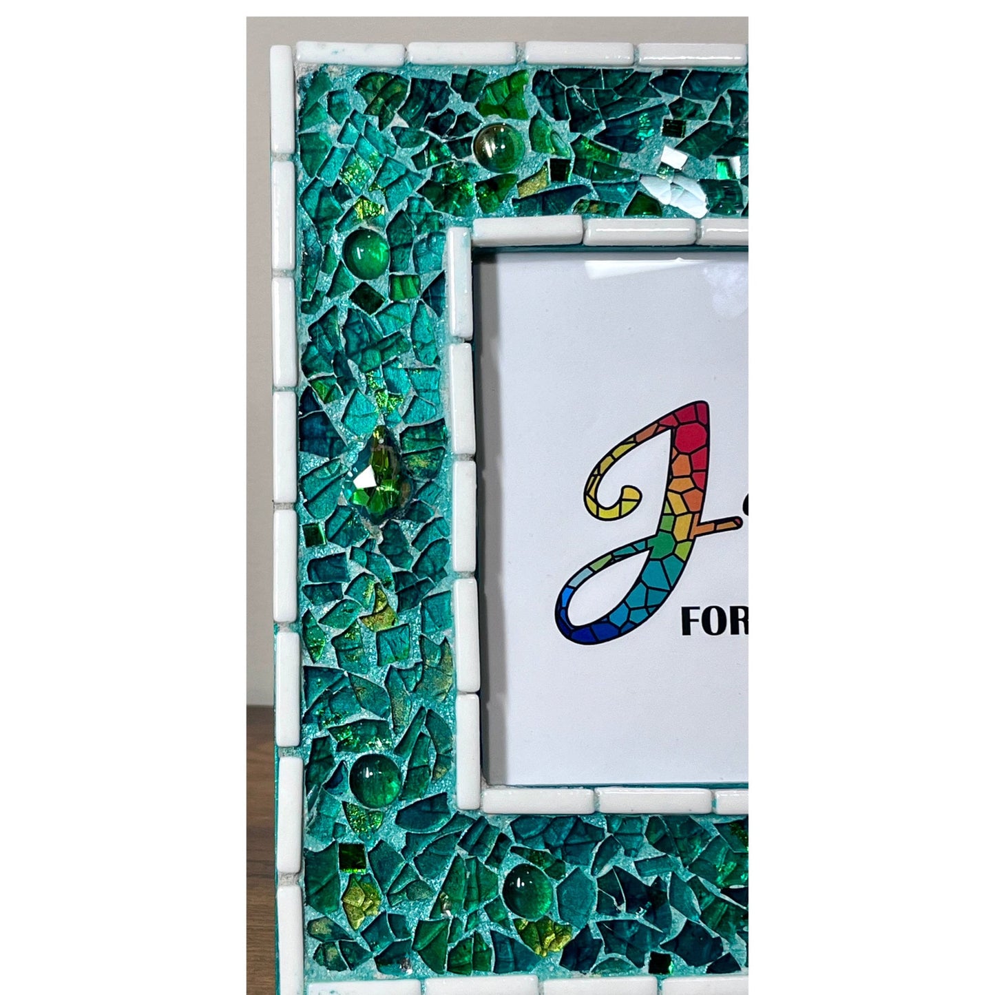 MOSAIC PHOTO FRAME| 5" x 7" | Green Tempered Glass and Mosaic! Elegant! - PHOTO FRAMES