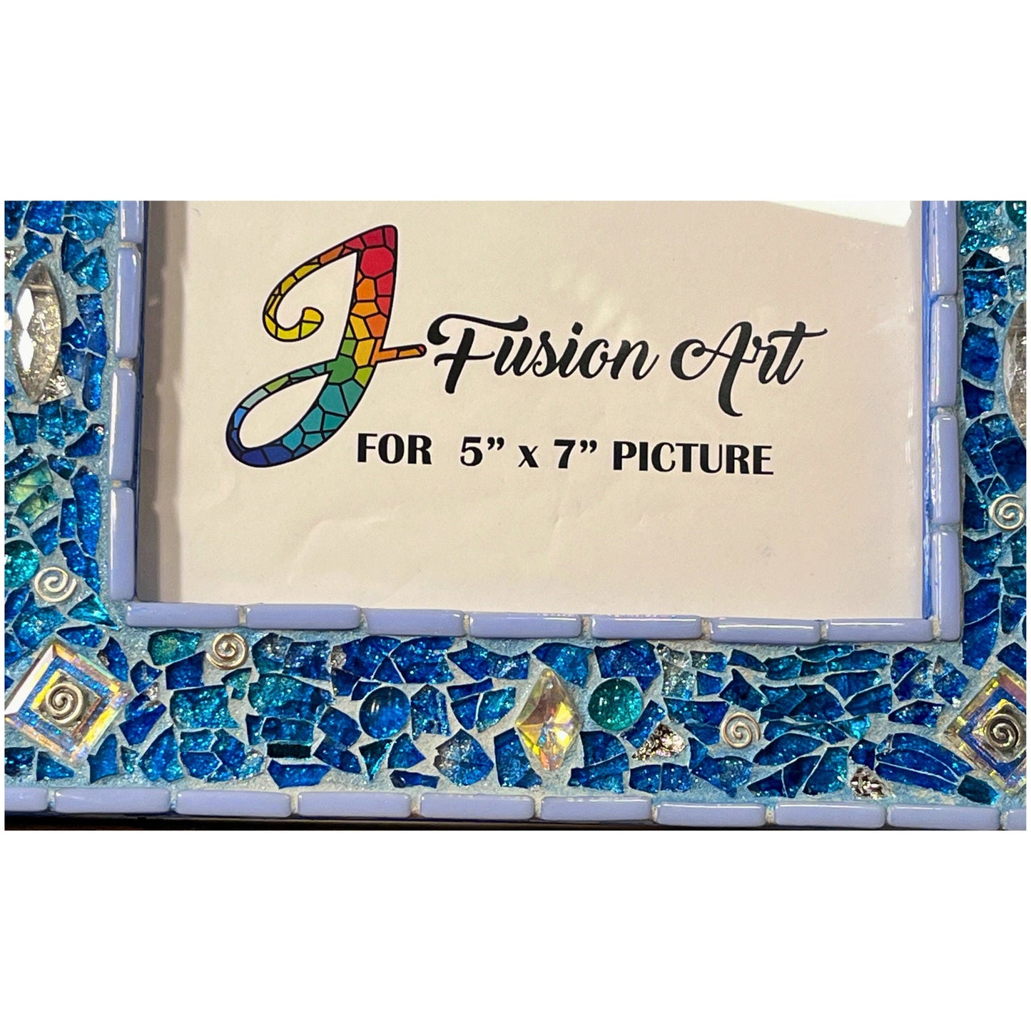 MOSAIC PHOTO FRAME| 5" x 7" | Sea Blue Tempered Glass and Mosaic| Unique - PHOTO FRAMES