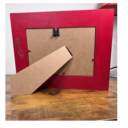 Horizontal Orientation:  red painted back side of frame