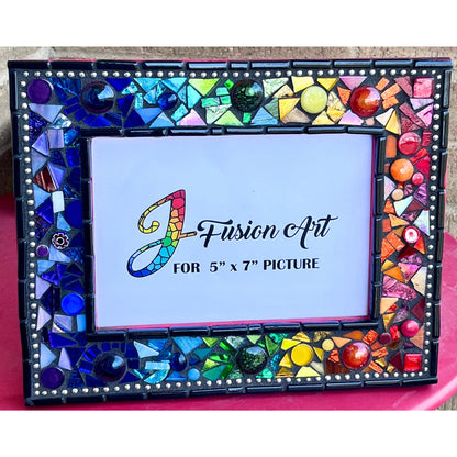 MOSAIC PHOTO FRAME| 5" x 7" | Rainbow Patchwork. Lots of texture Best Seller! - PHOTO FRAMES