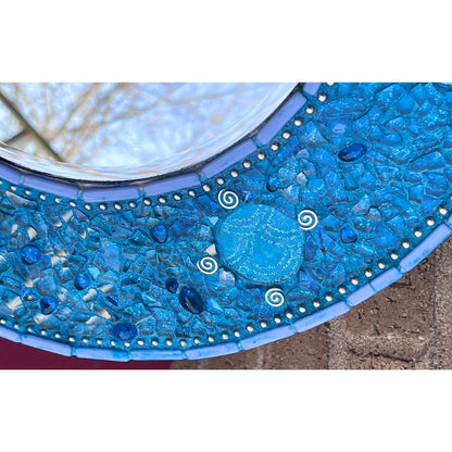 MOSAIC MIRROR 14"/ Southern Ocean Blue Tempered Glass & Mosaic - MIRRORS