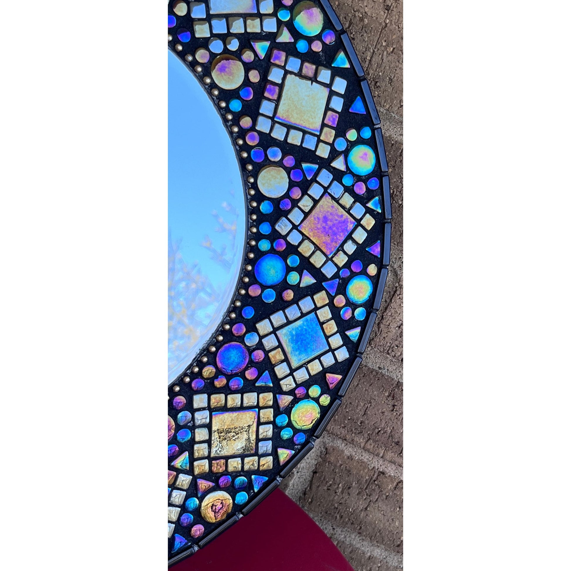 MOSAIC MIRROR 14" | Black Iridescent - Sophisticated! One of a kind - PHOTO FRAMES