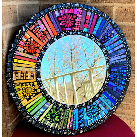 MOSAIC MIRROR - 18"/Rainbow Fantasy Patchwork - MIRRORS