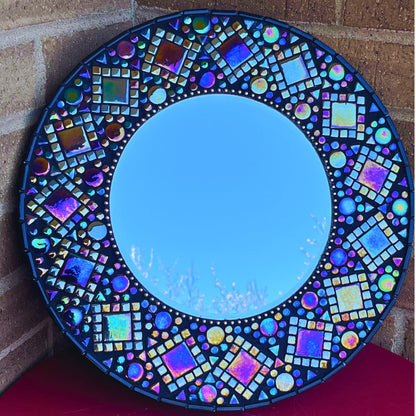 MOSAIC MIRROR 14" | Black Iridescent - Sophisticated! One of a kind - PHOTO FRAMES