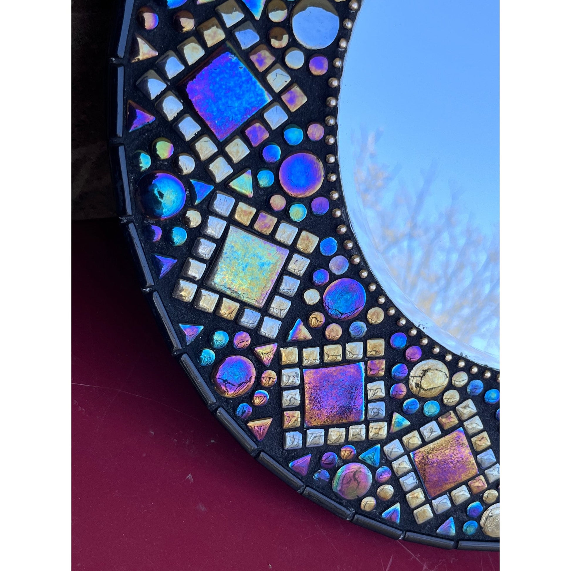 MOSAIC MIRROR 14" | Black Iridescent - Sophisticated! One of a kind - PHOTO FRAMES