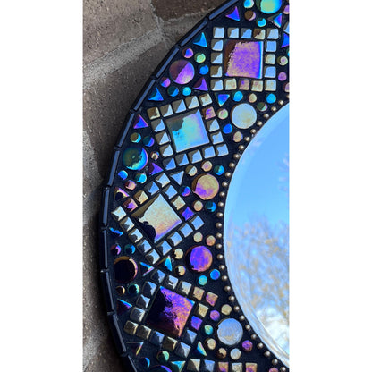 MOSAIC MIRROR 14" | Black Iridescent - Sophisticated! One of a kind - PHOTO FRAMES