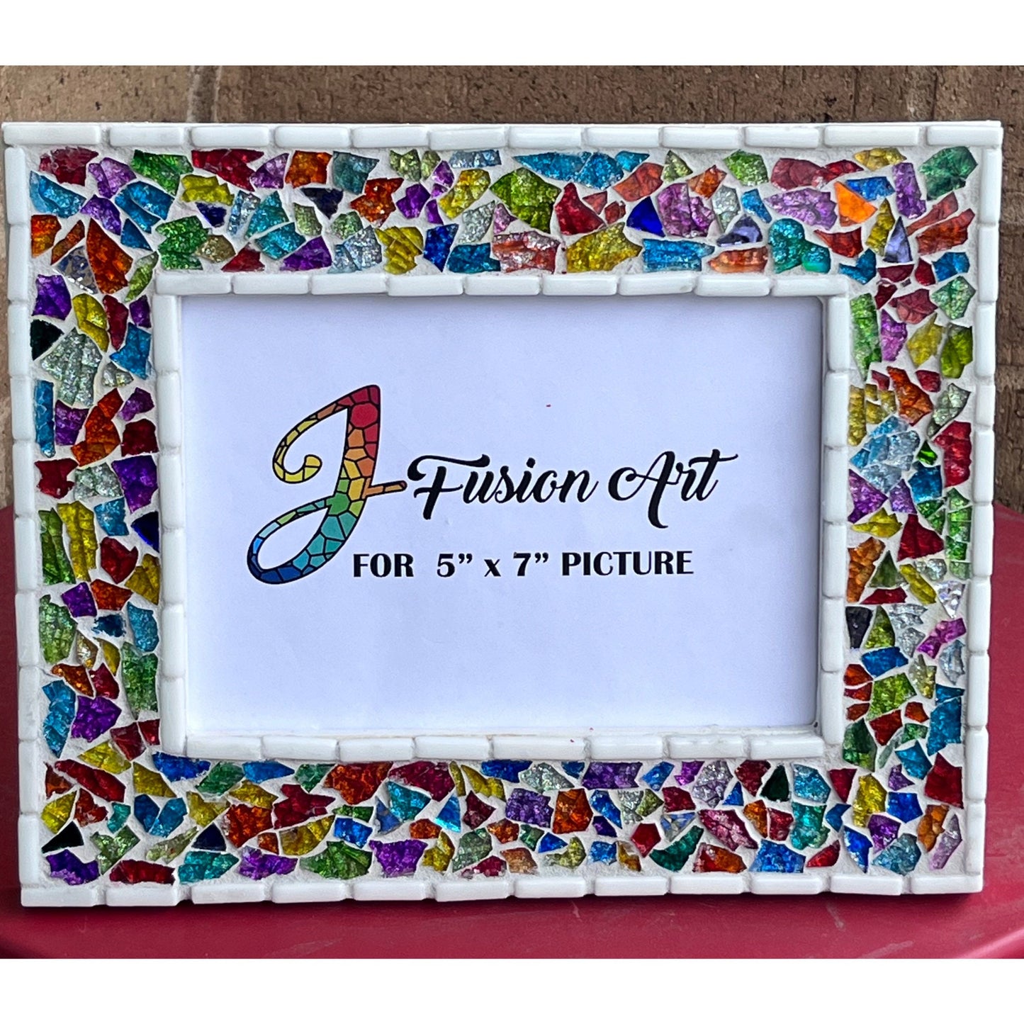 MOSAIC PHOTO FRAME| 5" x 7" | RainbowTempered Glass and Mosaic| Stunning color and shine! - PHOTO FRAMES