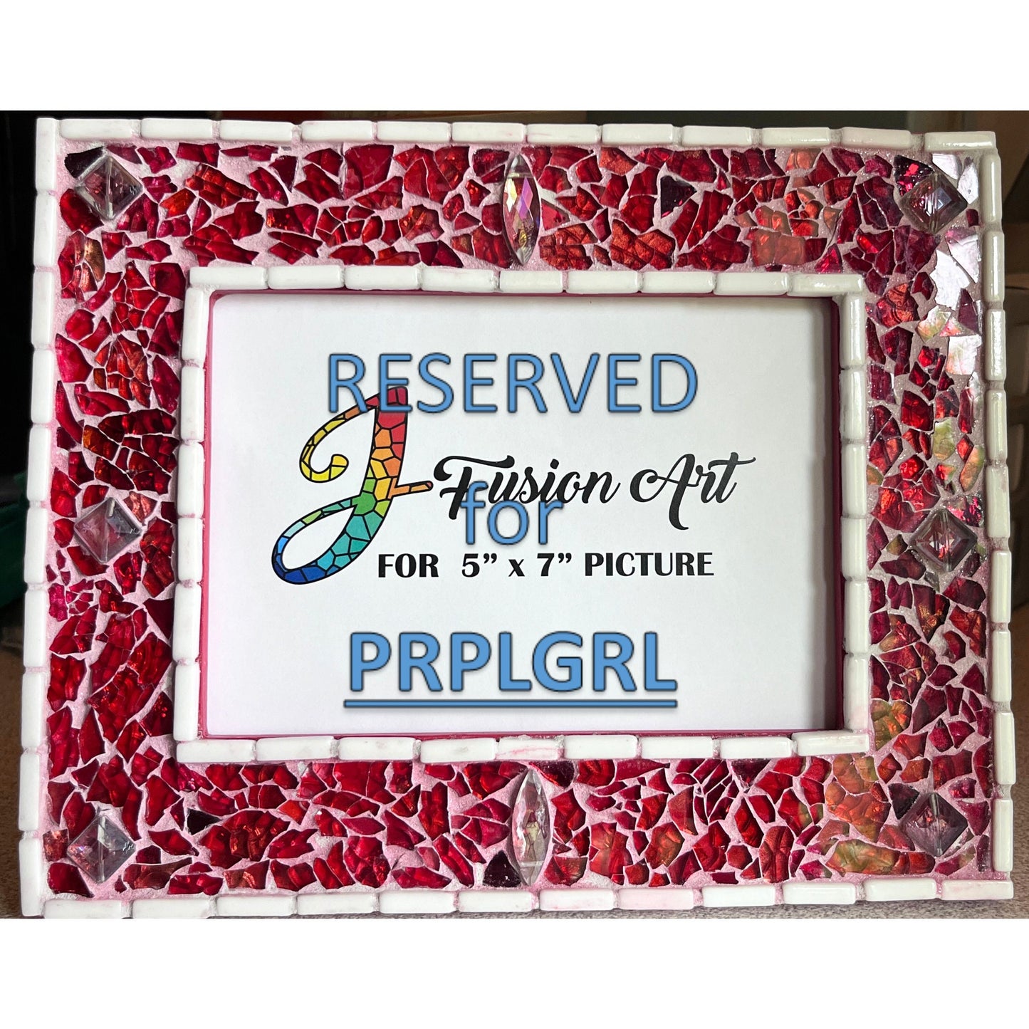 MOSAIC PHOTO FRAME| 5" x 7" |Red Tempered Glass | Stunning color and shine! - PHOTO FRAMES