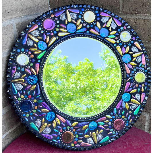 MOSAIC MIRROR 14" | Iridescent Fiesta| Sophisticated! One of a kind - MIRRORS