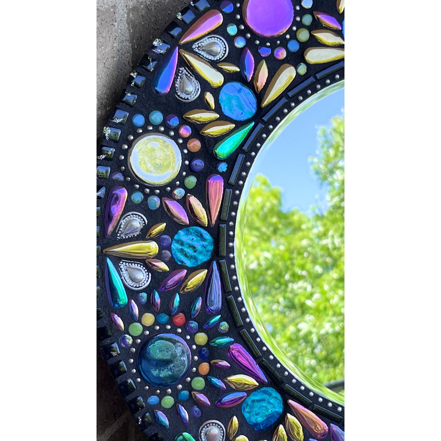 MOSAIC MIRROR 14" | Iridescent Fiesta| Sophisticated! One of a kind - MIRRORS