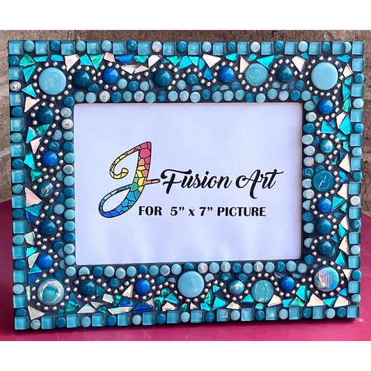 Aqua Waves 5x7 Mosaic Frame, Great Holiday Gift - Unique - PHOTO FRAMES