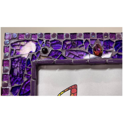 Purple Photo Frame / 5" x 7" / Purple Tempered Glass and Mosaic - PHOTO FRAMES