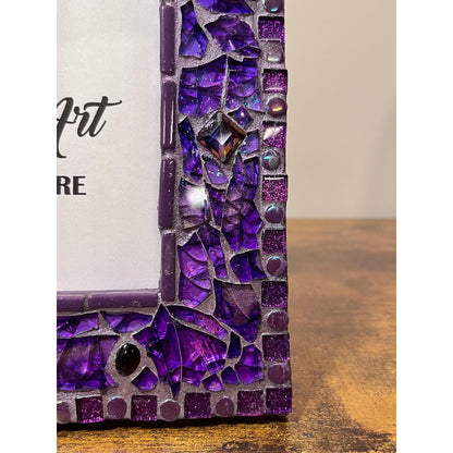 Purple Photo Frame / 5" x 7" / Purple Tempered Glass and Mosaic - PHOTO FRAMES