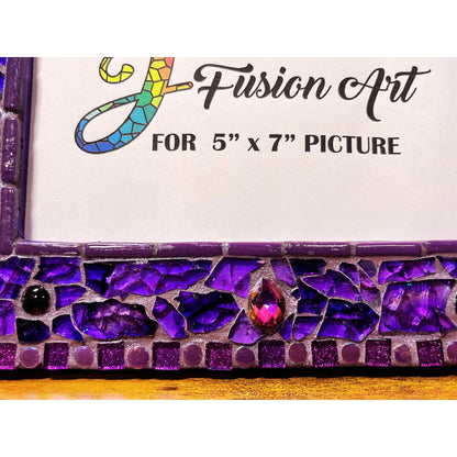 Purple Photo Frame / 5" x 7" / Purple Tempered Glass and Mosaic - PHOTO FRAMES