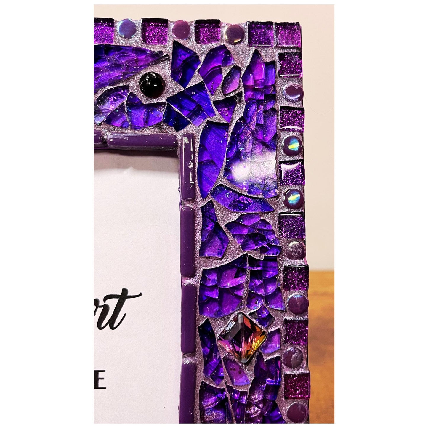 Purple Photo Frame / 5" x 7" / Purple Tempered Glass and Mosaic - PHOTO FRAMES