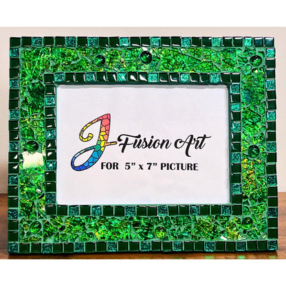 Green Tempered Glass Photo Frame / 5x7 / For Exquisite Displays, One of a Kind - PHOTO FRAMES