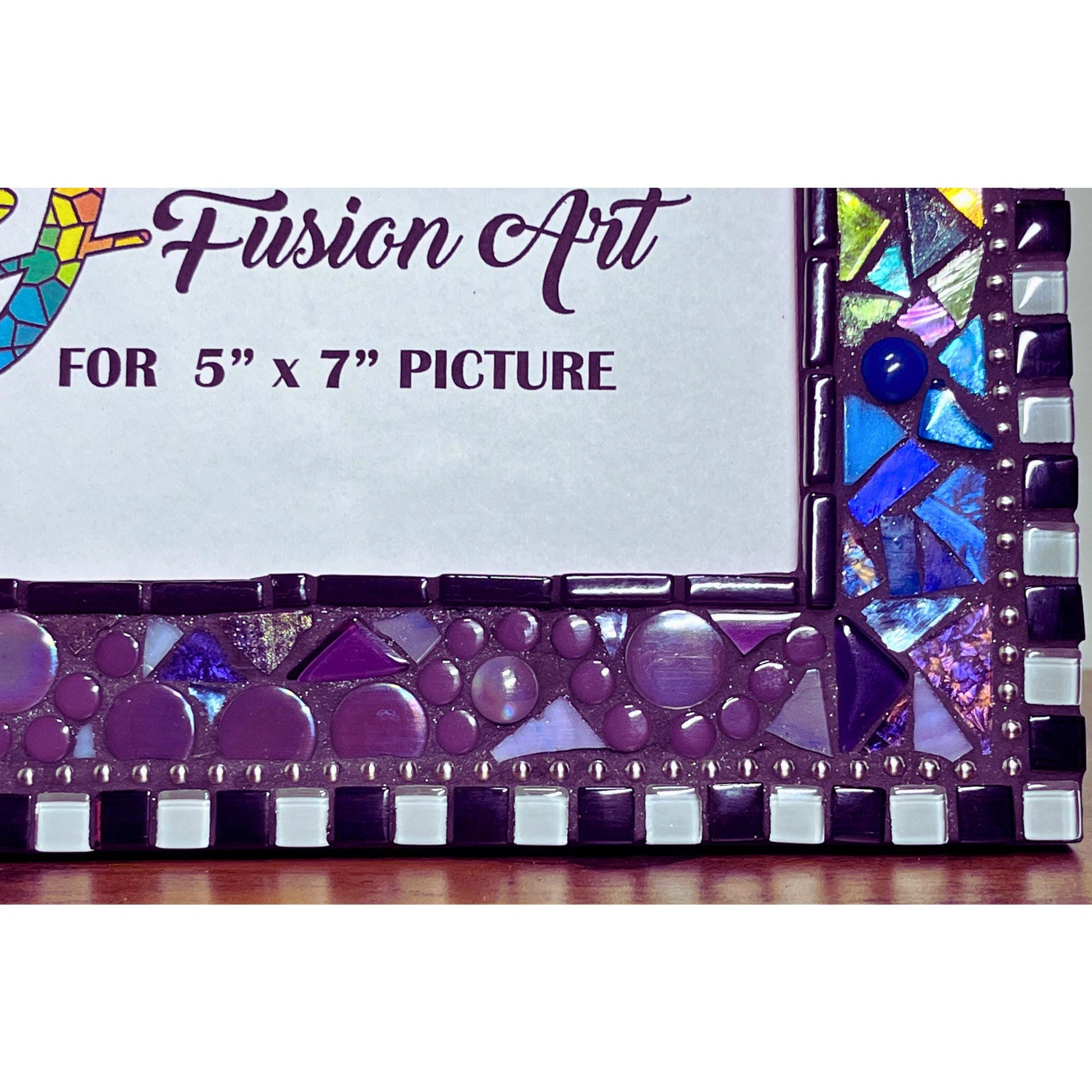Rainbow Mosaic Photo Frame / 5" x 7" / Rainbow Patchwork. Lots of texture. Unique Best Seller! - PHOTO FRAMES
