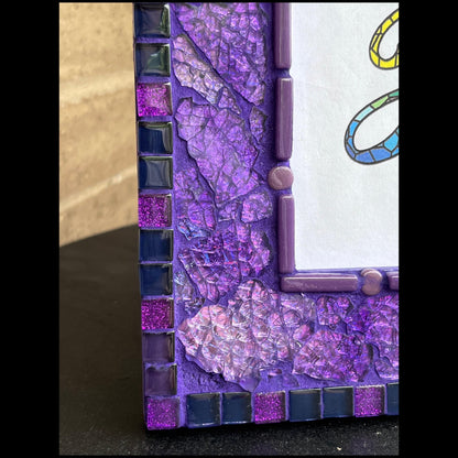 Purple Mosaic Photo Frame: 5x7 Tempered Glass Art