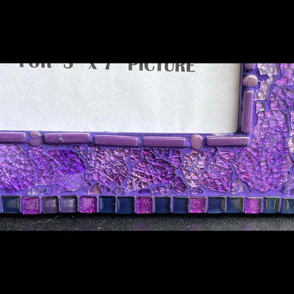 Purple Mosaic Photo Frame: 5x7 Tempered Glass Art