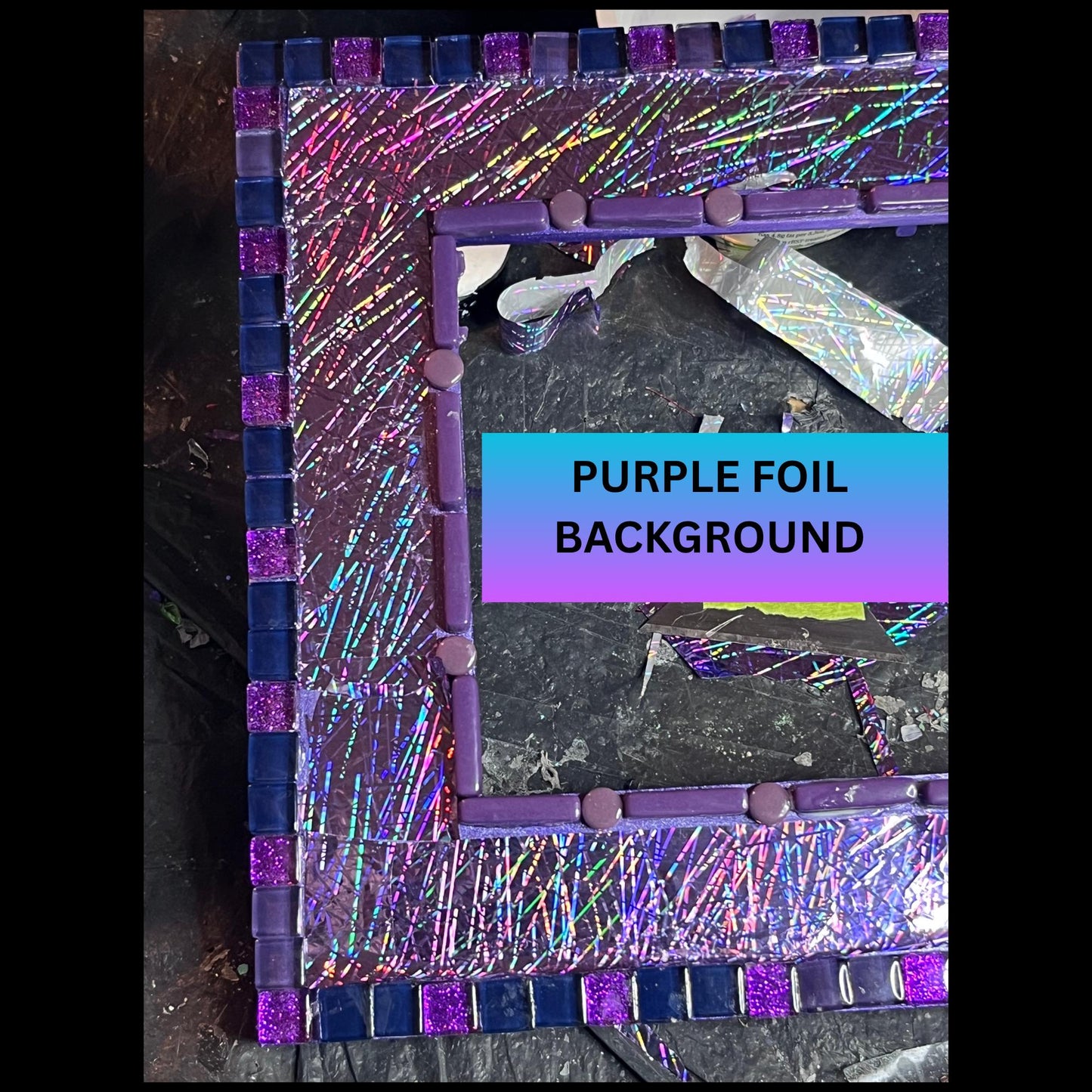Purple Mosaic Photo Frame: 5x7 Tempered Glass Art