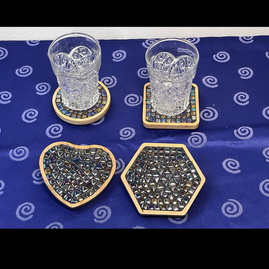 COASTER SET - 4 piece|Black Opal Iridescent| One of a kind - 