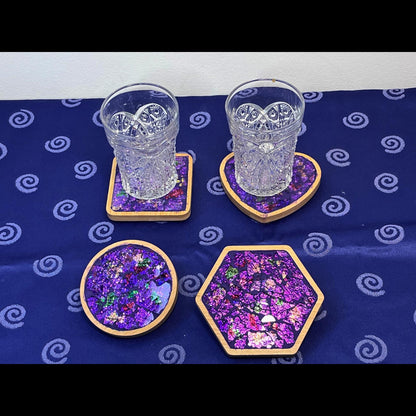 COASTER SET - 4 piece|PURPLE & jewel tones| One of a kind - 