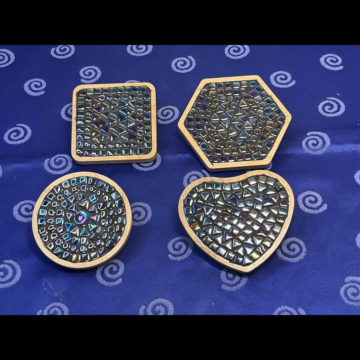 COASTER SET - 4 piece|Black Opal Iridescent| One of a kind - 