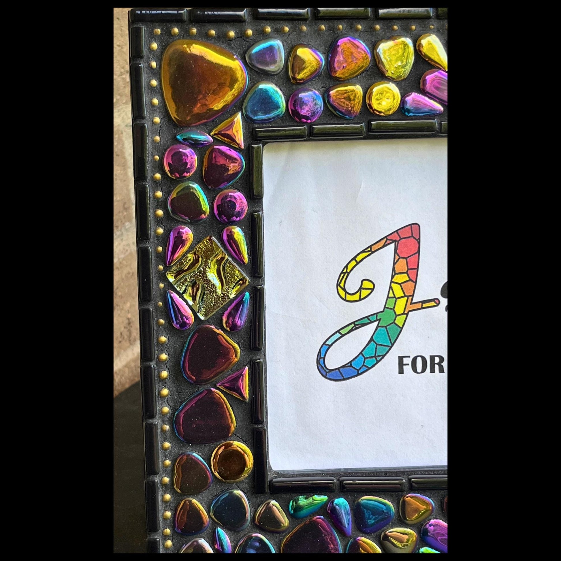 Black Pebble Iridescent Mosaic Photo Frame | 5" x 7" | Unique and Stylish! Ready to Ship! - PHOTO FRAMES