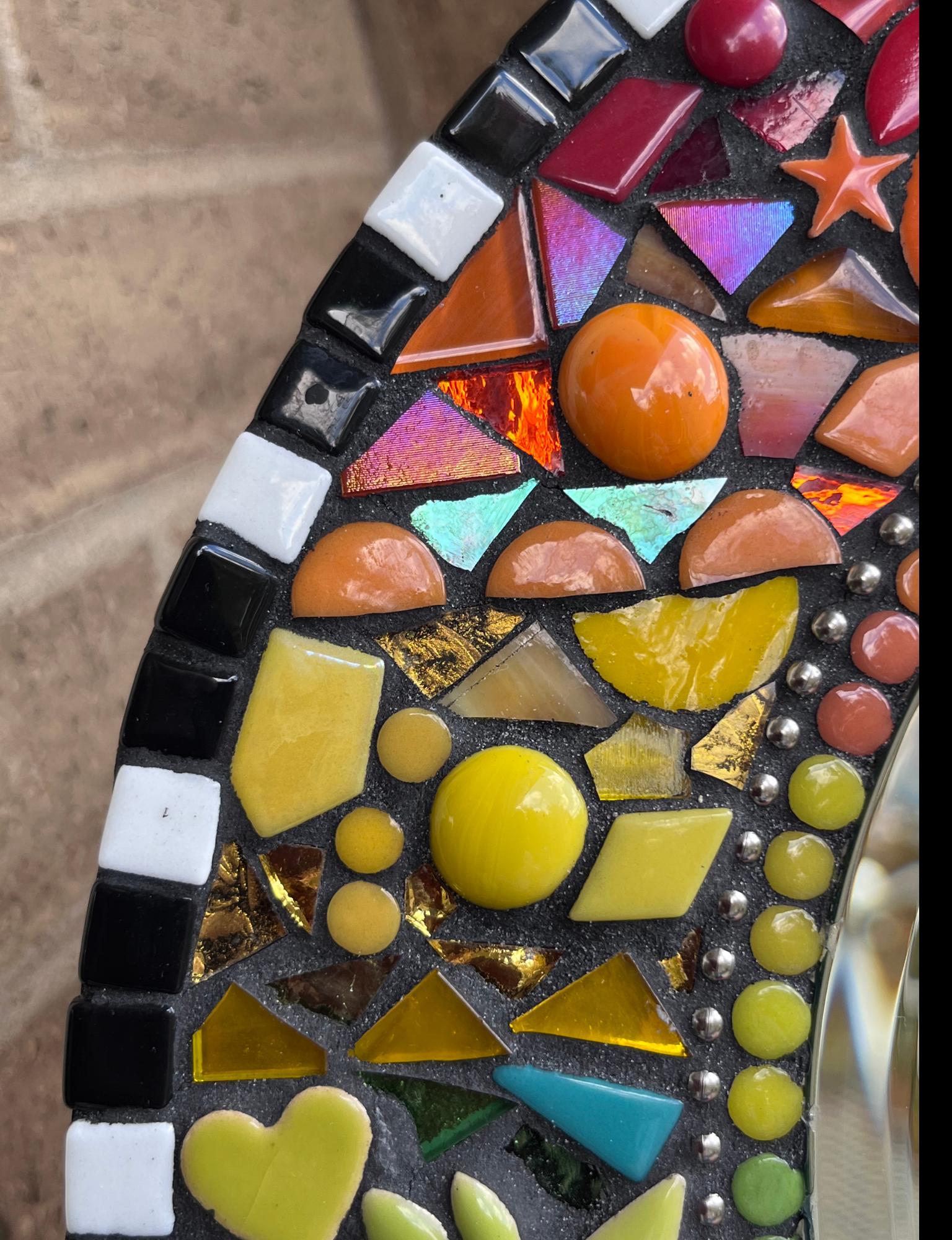 Rainbow Mosaic Mirror|14 inches| add some Whimsy to your wall - MIRRORS
