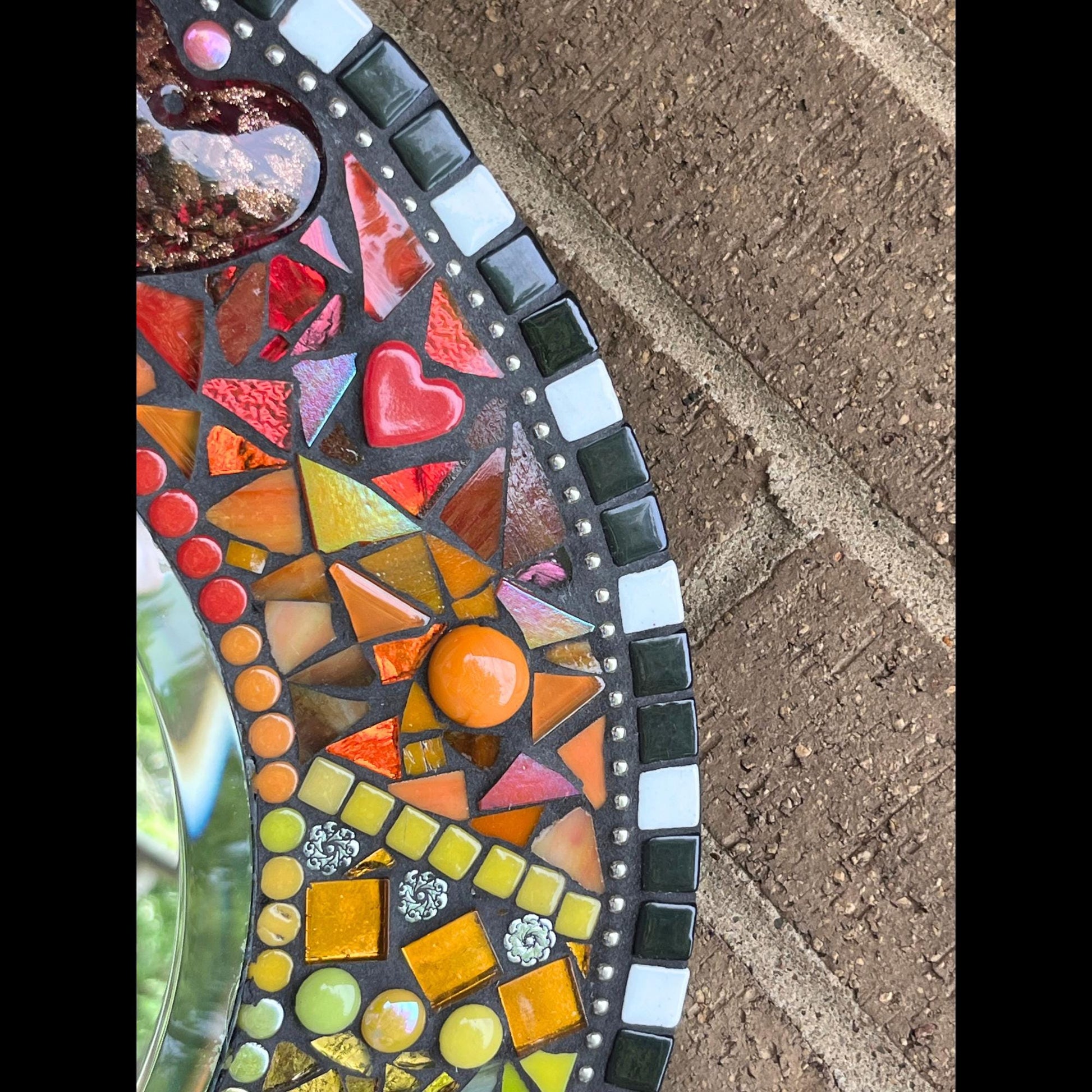 Rainbow Mosaic Mirror|14 inches| add some Whimsy to your wall - MIRRORS