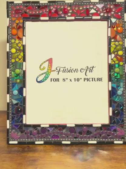 Rainbow Mosaic Photo Frame | 8" x 10" | Rainbow Patchwork. Lots of texture. Bestseller!