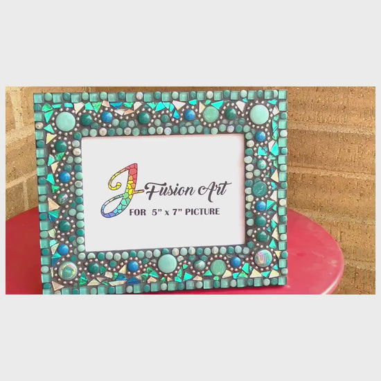 Aqua Waves 5x7 Mosaic Frame, Great Holiday Gift - Unique