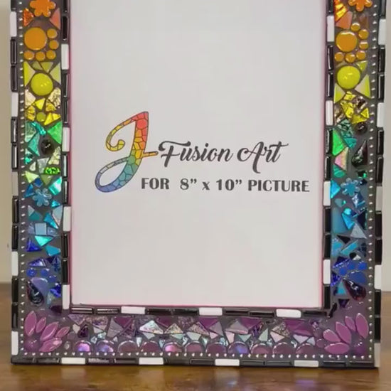 Rainbow Mosaic Photo Frame | 8" x 10" | Rainbow Patchwork. Lots of texture. Bestseller!